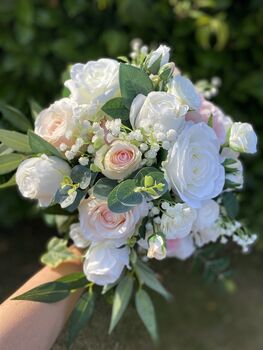 Champagne, Blush Pink, White Rose Bridal Bouquet, 12 of 12