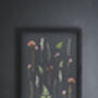 A3 Framed Pressed Flower Art – Shadow Garden On Black, thumbnail 2 of 8
