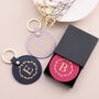Personalised Initial Leather Round Key Ring, thumbnail 1 of 8