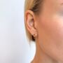 Garnet Gemstone 18k Gold Plated Huggie Mini Hoop Earrings, thumbnail 2 of 3