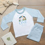 Personalised Boys Wake Up Birthday Safari Rainbow Pyjamas, thumbnail 1 of 2