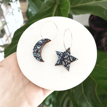 Moon And Star Hoop Earrings Mix Match Celestial Hoops, 3 of 4