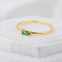 Sterling Silver Emerald Green Baguette Cz Ring, thumbnail 6 of 12