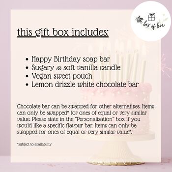 'A Little Box Of Love' Birthday Treat Hamper, 8 of 8