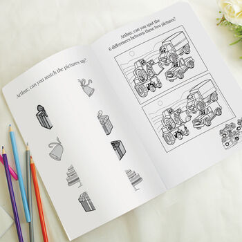 Personalised Blue A4 Wedding Activity And Colouring Book For Kids, 5 of 9