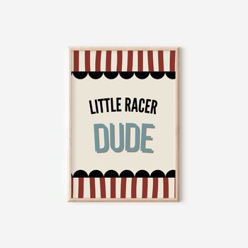 Boys Set Of Six Gallery Wall Personalised Racing Car Themed Prints, 5 of 5