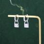 Sterling Silver Padlock Hoop Earrings, thumbnail 1 of 11