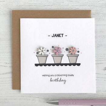 Personalised Flower Pots Birthday Card, 2 of 4