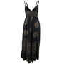 'Astrid' Black And Gold Indian Print Crepe Dress, thumbnail 4 of 5