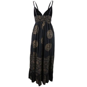 'Astrid' Black And Gold Indian Print Crepe Dress, 4 of 5
