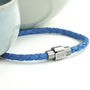 Personalised Men's Woven Cobalt Blue Leather Bracelet, thumbnail 1 of 5