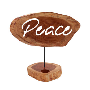 Peace Candle Holder Wooden Tealight Holder Home Gift, 3 of 3