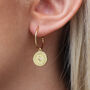 18ct Gold Plated Compass Charm Hoop Earrings, thumbnail 1 of 7