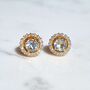 Blue Topaz Stud Earrings With Removable Halo, thumbnail 9 of 10