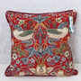 Red Strawberry Thief William Morris 18' Cushion Cover, thumbnail 1 of 5