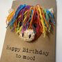 Rainbow Highland Cow Crochet Birthday Card Handmade Moo, thumbnail 8 of 11