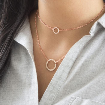 Layered Rose Gold Plated Circle Necklace, 2 of 5