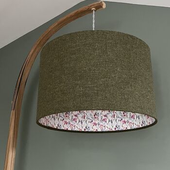 Mabel Tussock Green Tweed Floral Lined Lampshades, 4 of 8