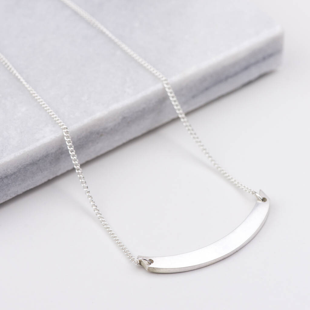 Sterling Silver Curve Bar Necklace By Fawn And Rose