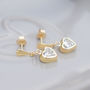 9ct Gold Cubic Zirconia Heart Drop Earrings, thumbnail 1 of 3