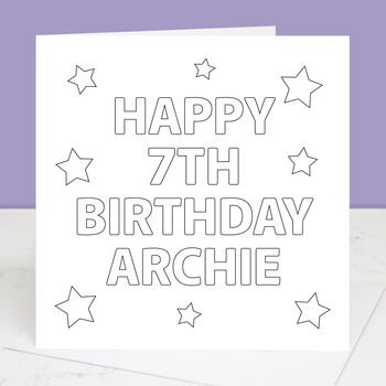 Colour In Personalised Kid's Birthday Card, 6 of 10