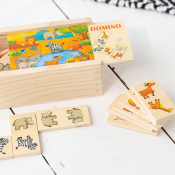Personalised Safari Wooden Domino Toy Set, 2 of 3
