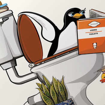 Penguin In The Toilet, Funny Toilet Art, 6 of 7