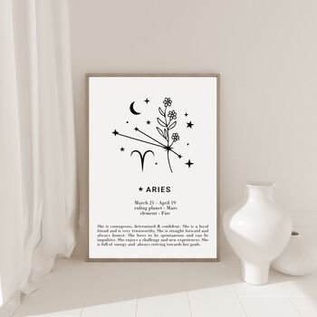 She Is Aries Personalised Zodiac Print, 3 of 4