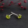 Sterling Silver Peridot Micro Stud Earrings, thumbnail 1 of 4