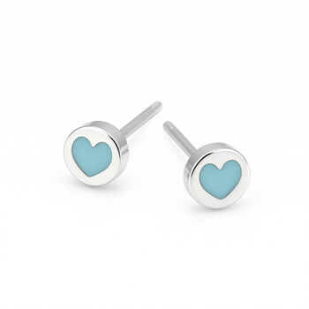 Sterling Silver Turquoise Heart Stud Earrings – 6mm, 5 of 9