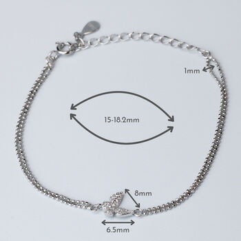 Sterling Silver Crystal Butterfly Bracelet, 3 of 6