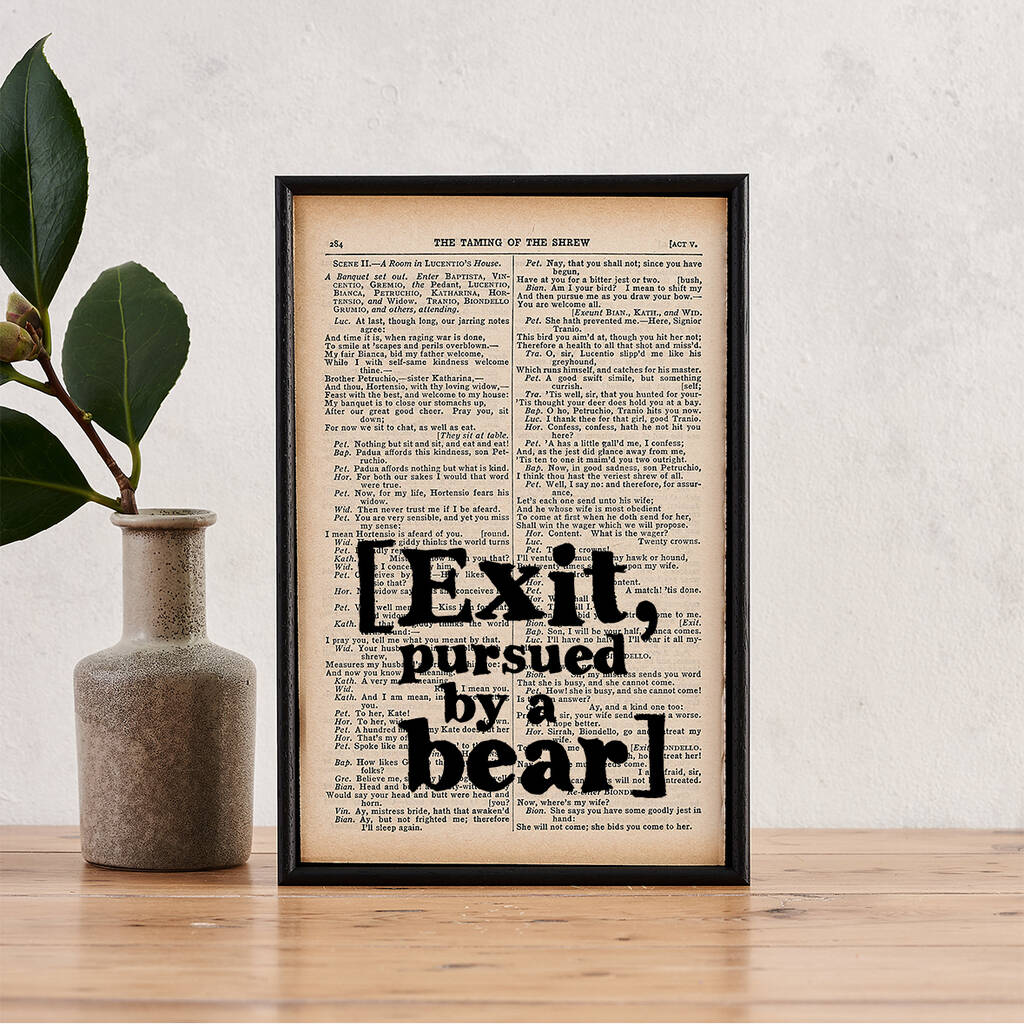 Shakespeare 'Pursued By A Bear' Stage Direction Print, 1 of 4