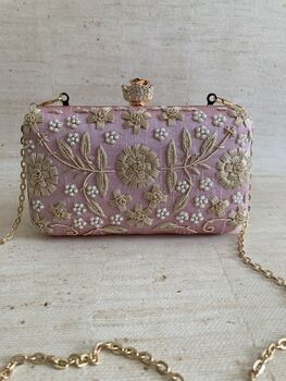 Dark Pink Handcrafted Rectangular Clutch Bag, 7 of 10