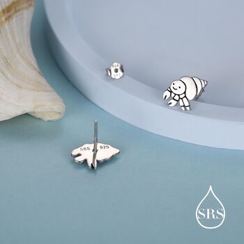 Cute Hermit Crab Stud Earrings In Sterling Silver, 4 of 12