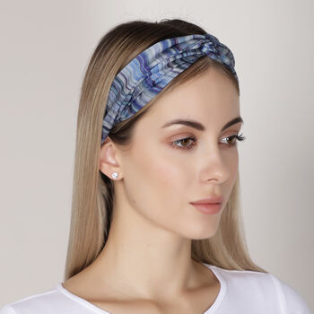 Stripes Blue Mulberry Silk Headband, 5 of 7