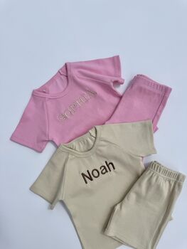 Personalised Summer Ribbed Cotton Kids Loungewear Set, 7 of 10