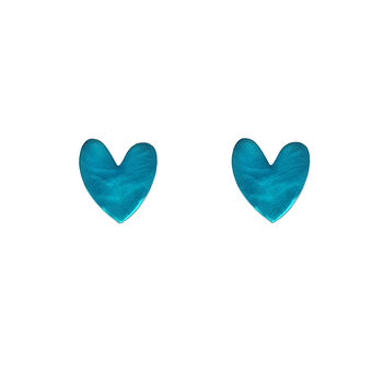 Blue Pearl Heart Stud Earrings, 2 of 4