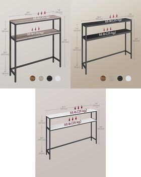 Two Tier Slim Console Table Sofa Table Storage, 2 of 5