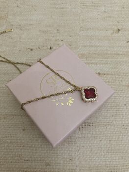 Red Clover Pendant Necklace, 6 of 6