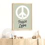 Peace Sign Peace And Love Children's Art Print, thumbnail 1 of 9