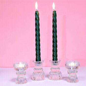 Glass Double Ended Candlesticks And Tealights, 5 of 7