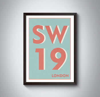 Sw19 Wimbledon, London Postcode Typography Print, 8 of 10