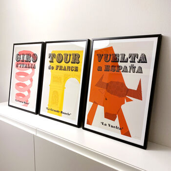 Grand Tour Cycling Posters, Set Of Three Cycling Prints, 5 of 9