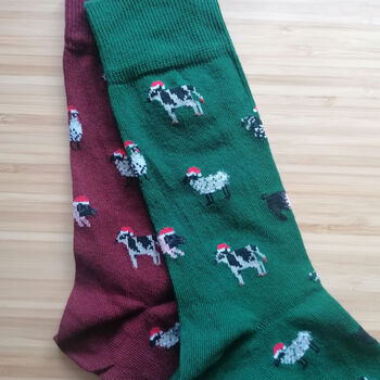 Festive Farmyard Men's Socks, 4 of 4