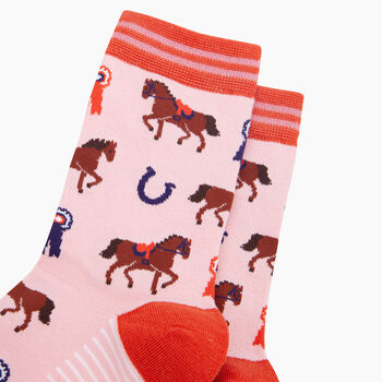 Horse Riding Bamboo Socks In Pink, 2 of 4