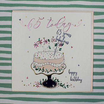 Sixty Fifth Birthday Card Luxury With Cake Theme, 2 of 2