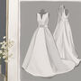 Illustrated Wedding Dress Illustration Portrait, thumbnail 2 of 12
