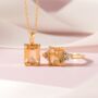 Citrine Emerald Cut Pendant Necklace In Sterling Silver And Gold, thumbnail 3 of 10