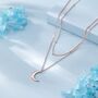 Sterling Silver Double Layer Moon Necklace With Satellite Chain, thumbnail 7 of 11