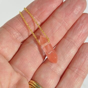 Gold Plated Crystal Double Point Dainty Necklace Rose Quartz, Amethyst, Malachite, Turquoise, 11 of 12